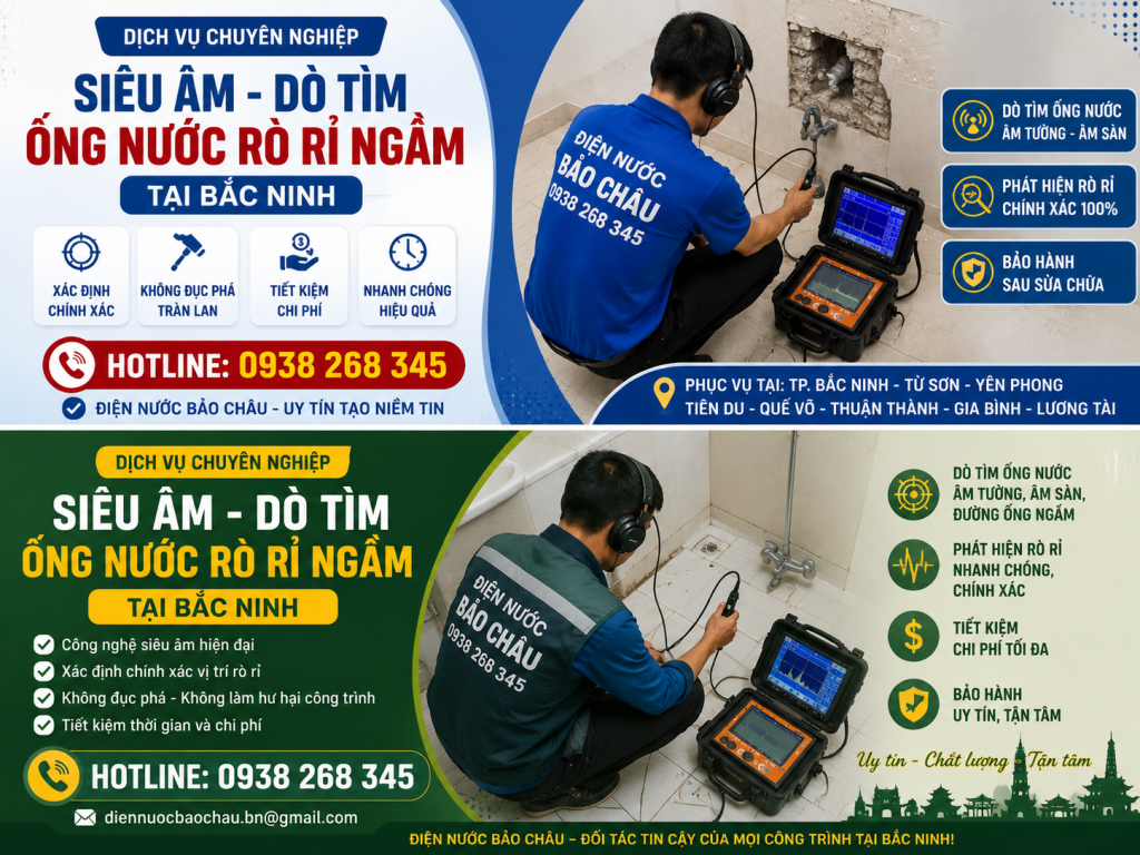 Siêu âm – Dò tìm ống nước rò rỉ ngầm tại Bắc Ninh ☎️ 0938268345