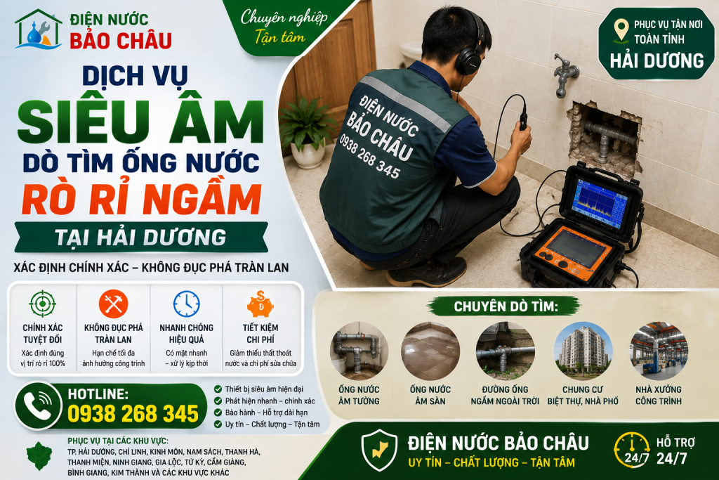 Thợ dò tìm đường ống nước rò rỉ tại Hải Dương