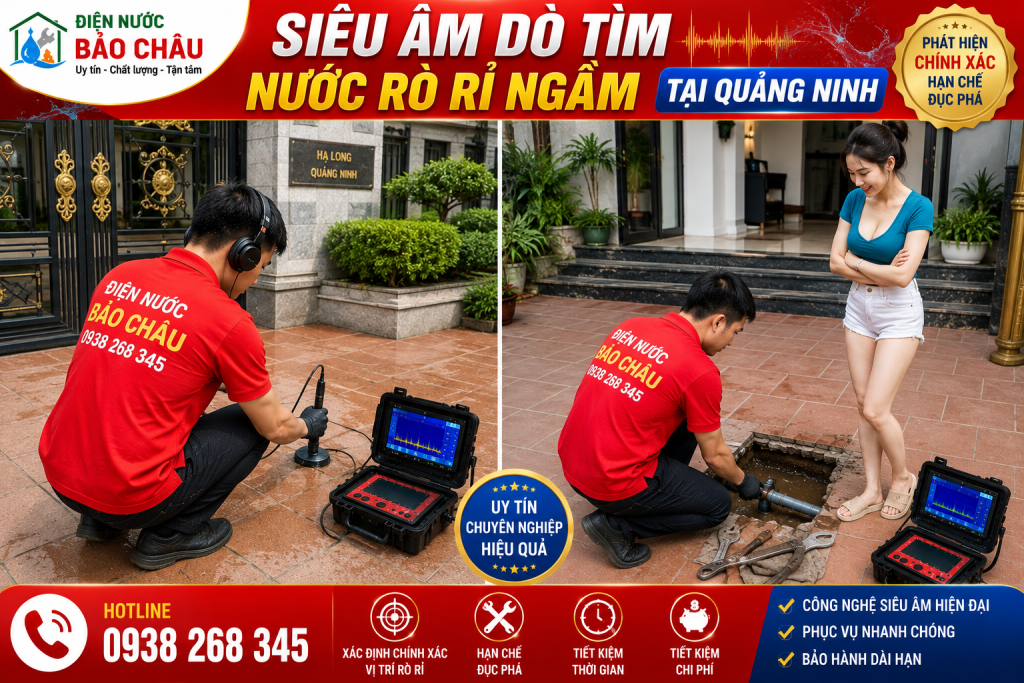 siêu âm dò tìm nước rò rỉ ngầm tại Quảng Ninh 📞 0938268345