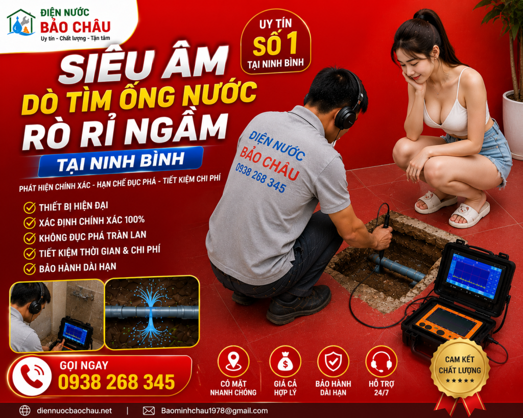 siêu âm dò tìm ống nước rò rỉ tại Ninh Bình 📞 0938268345