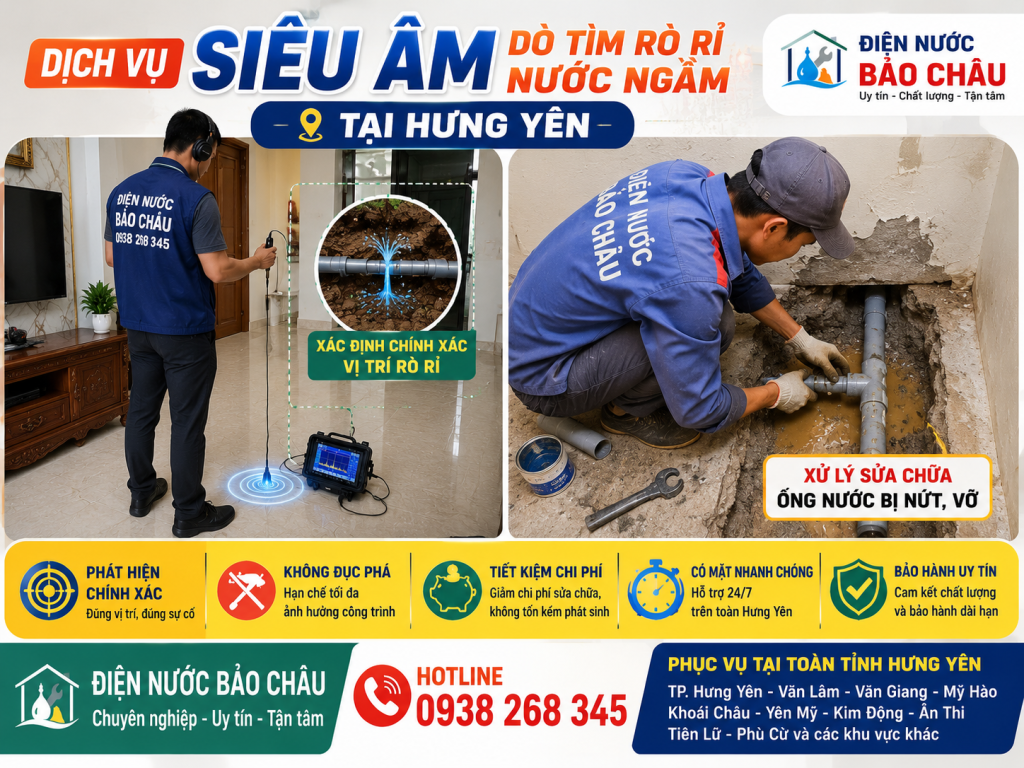 Thợ dò tìm đường ống nước bị rò rỉ ngầm tại Hưng Yên Thợ dò tìm đường ống nước bị rò rỉ ngầm tại Hưng Yên