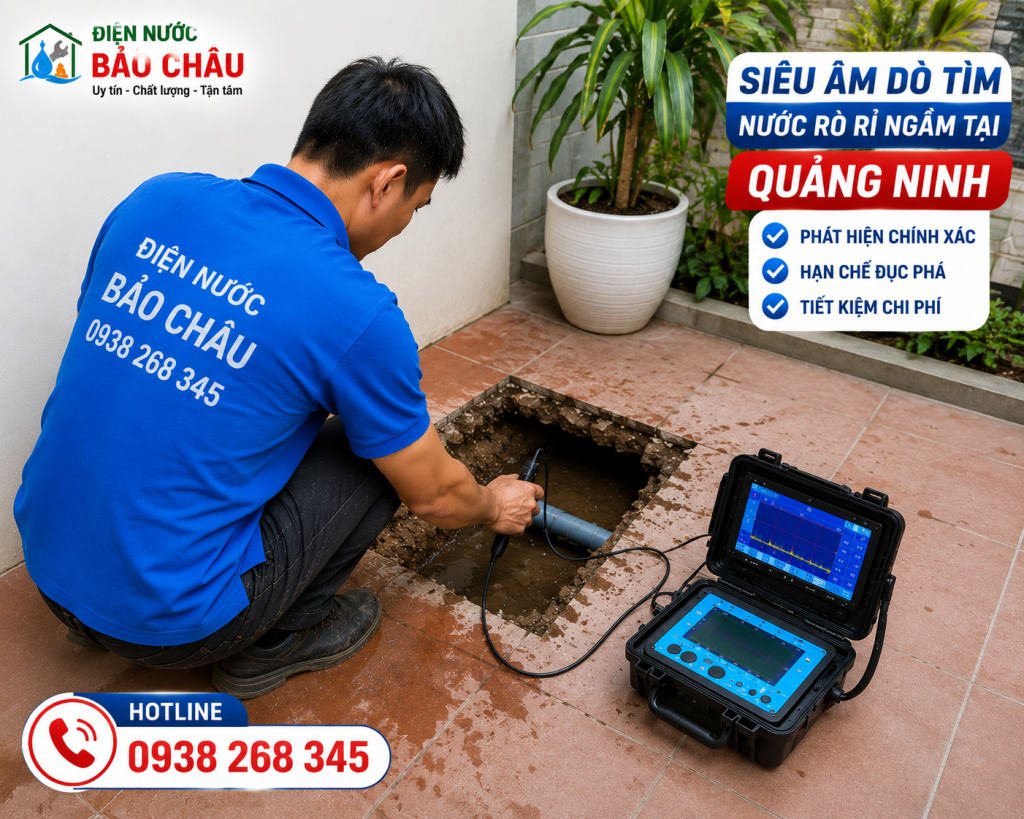 Thợ dò tìm nước rò rỉ ngầm tại Quảng Ninh