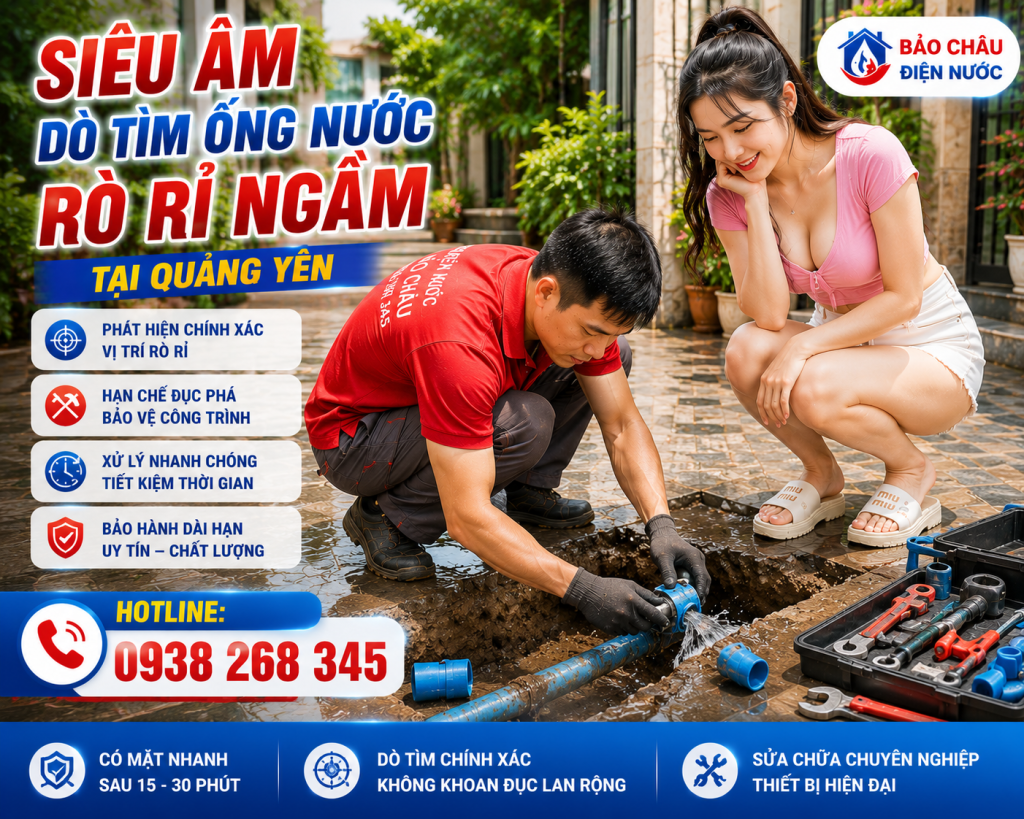 Thợ đang xử lý sự cố ống nước rò rỉ âm nền tại thị xã Quảng Yên Thợ đang xử lý sự cố ống nước rò rỉ âm nền tại thị xã Quảng Yên