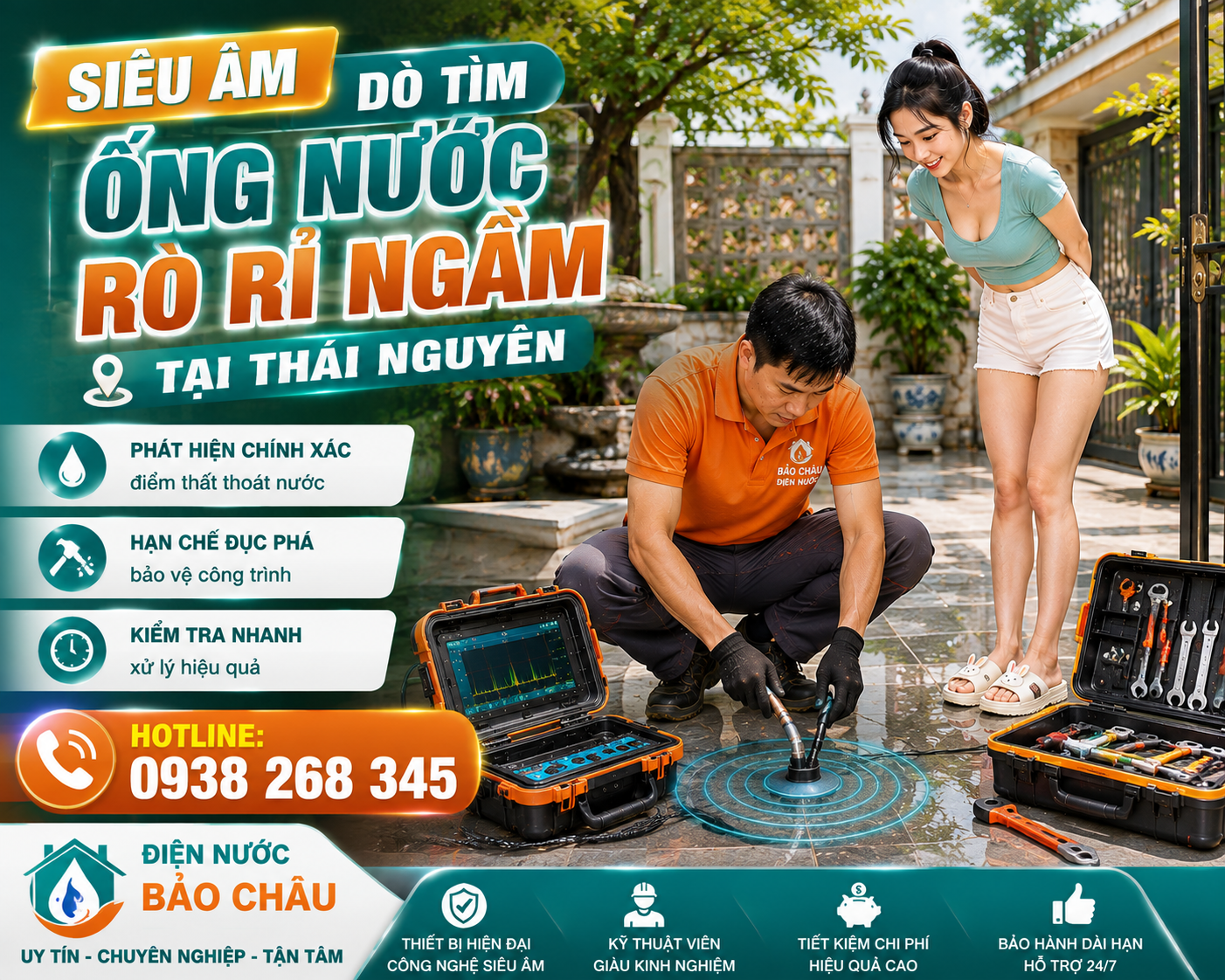 Siêu Âm Dò Tìm Đường Ống Nước Rò Rỉ Ngầm Tại Thành Phố Thái Nguyên – Phát Hiện Chính Xác Điểm Thất Thoát Nước, Hạn Chế Đục Phá, Tiết Kiệm Chi Phí.
