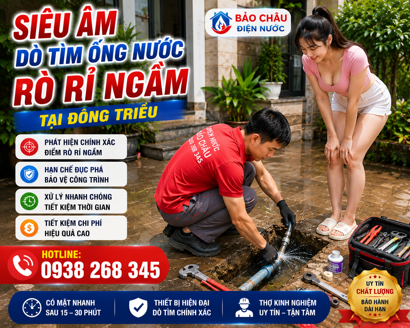 Bảo Châu – Đơn Vị Siêu Âm Dò Tìm Đường Ống Nước Rò Rỉ Ngầm Tại Đông Triều Được Nhiều Khách Hàng Tin Tưởng