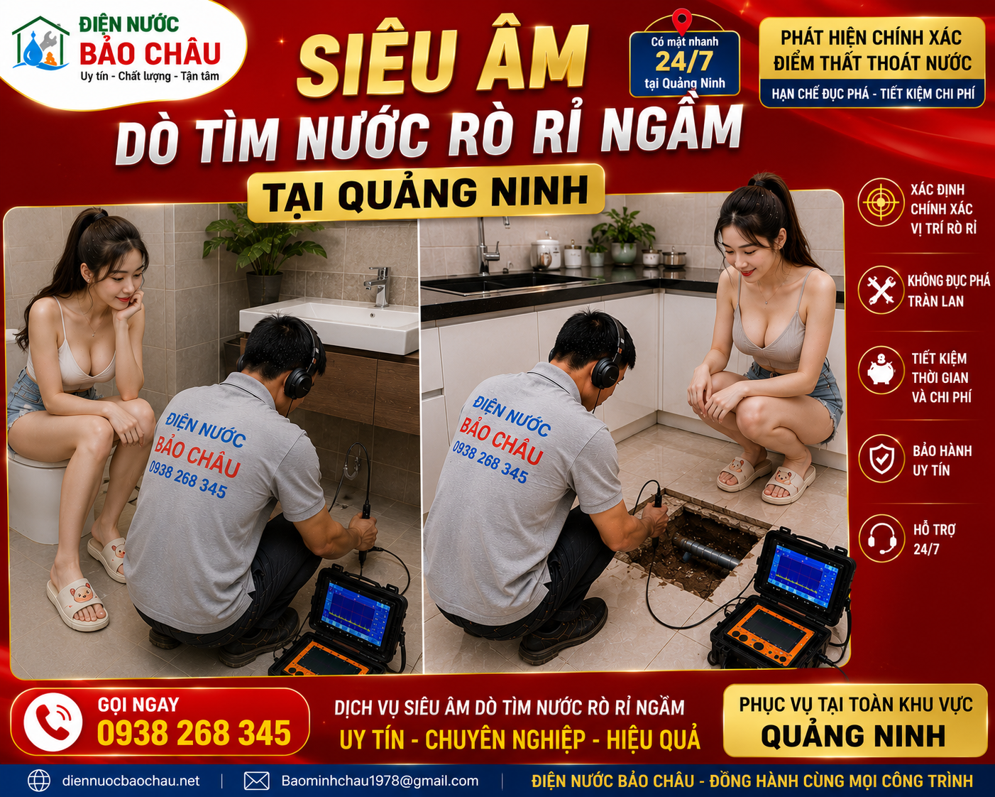 Siêu Âm Dò Tìm Đường Ống Nước Rò Rỉ Ngầm Tại Quảng Ninh – Phát Hiện Chính Xác Điểm Thất Thoát Nước Sạch, Hạn Chế Đục Phá