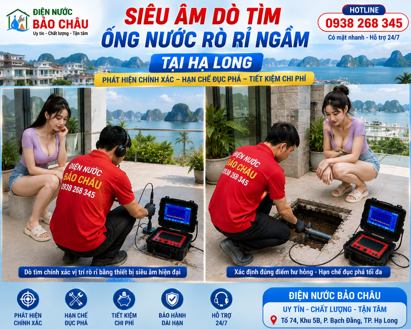 Siêu Âm Dò Tìm Ống Nước Rò Rỉ Tại Thành Phố Hạ Long – Tiết Kiệm Hàng Triệu Đồng Chi Phí Sửa Chữa Nhờ Xác Định Đúng Vị Trí Hư Hỏng