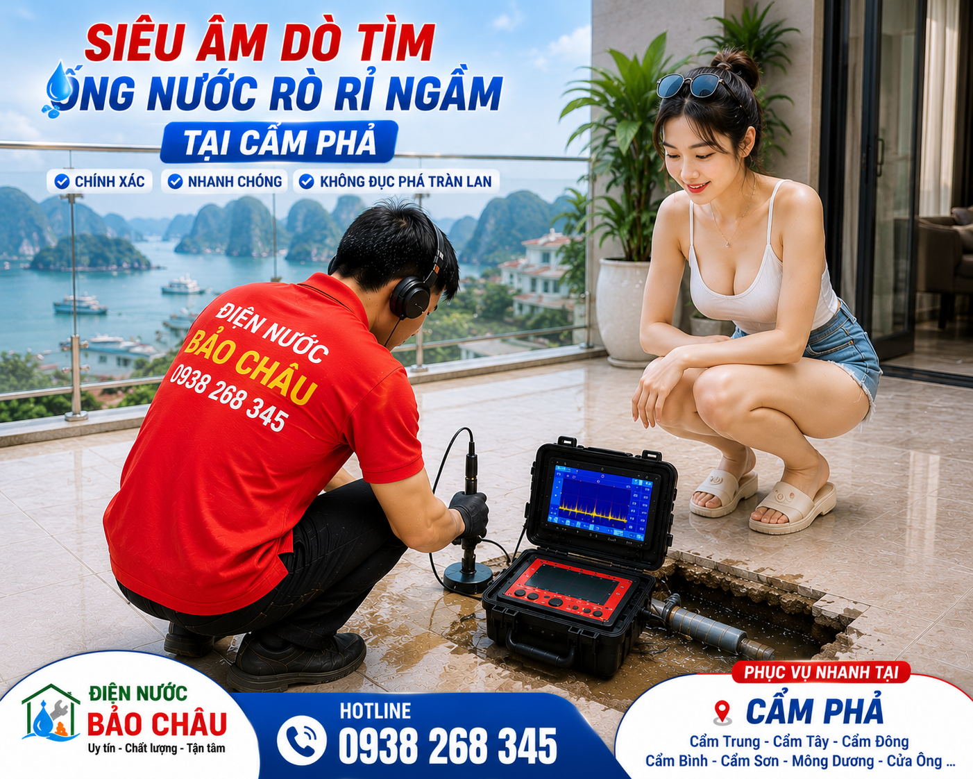 Dịch Vụ Siêu Âm Dò Tìm Đường Ống Nước Rò Rỉ Ngầm Tại Cẩm Phả Uy Tín – Kiểm Tra Nhanh, Chính Xác, Không Đục Phá Tràn Lan