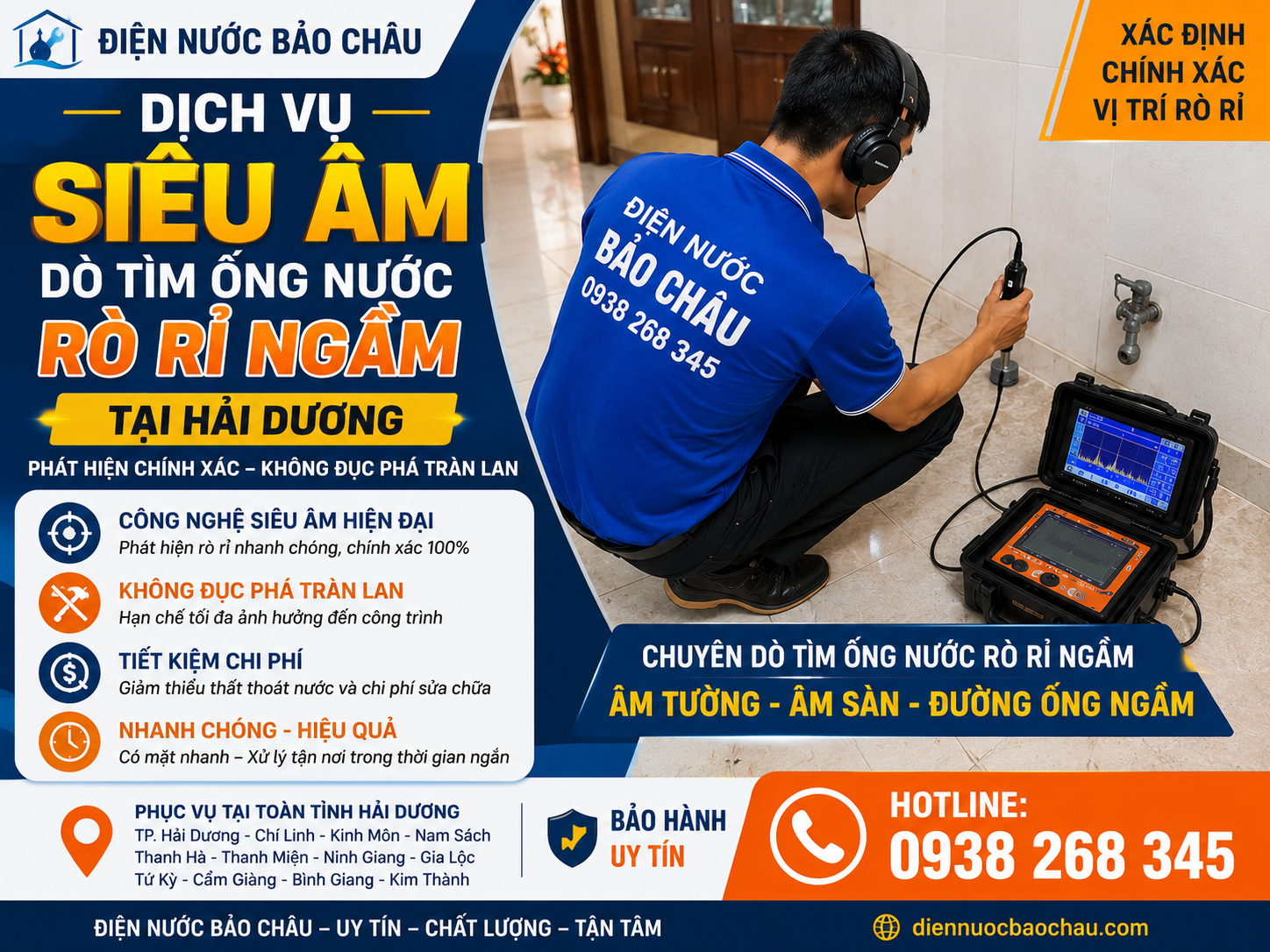 Dịch Vụ Siêu Âm – Dò Tìm Đường Ống Nước Rò Rỉ Ngầm Tại Thành Phố Hải Dương Chính Xác, Nhanh Chóng, Hạn Chế Đục Phá