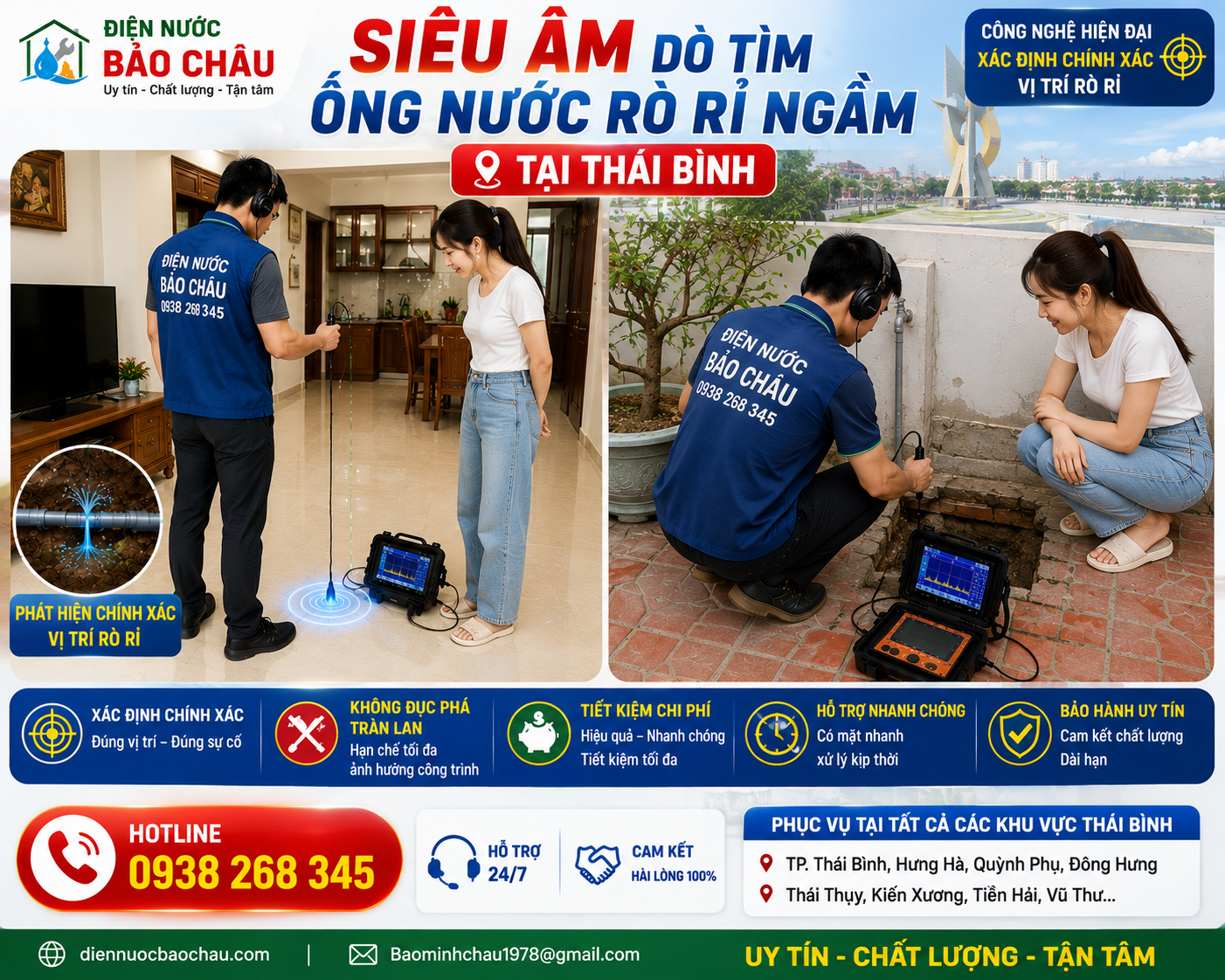 Siêu Âm Dò Tìm Đường Ống Nước Rò Rỉ Tại Thái Bình – Giải Pháp Phát Hiện Thất Thoát Nước Chính Xác, Hạn Chế Đục Phá