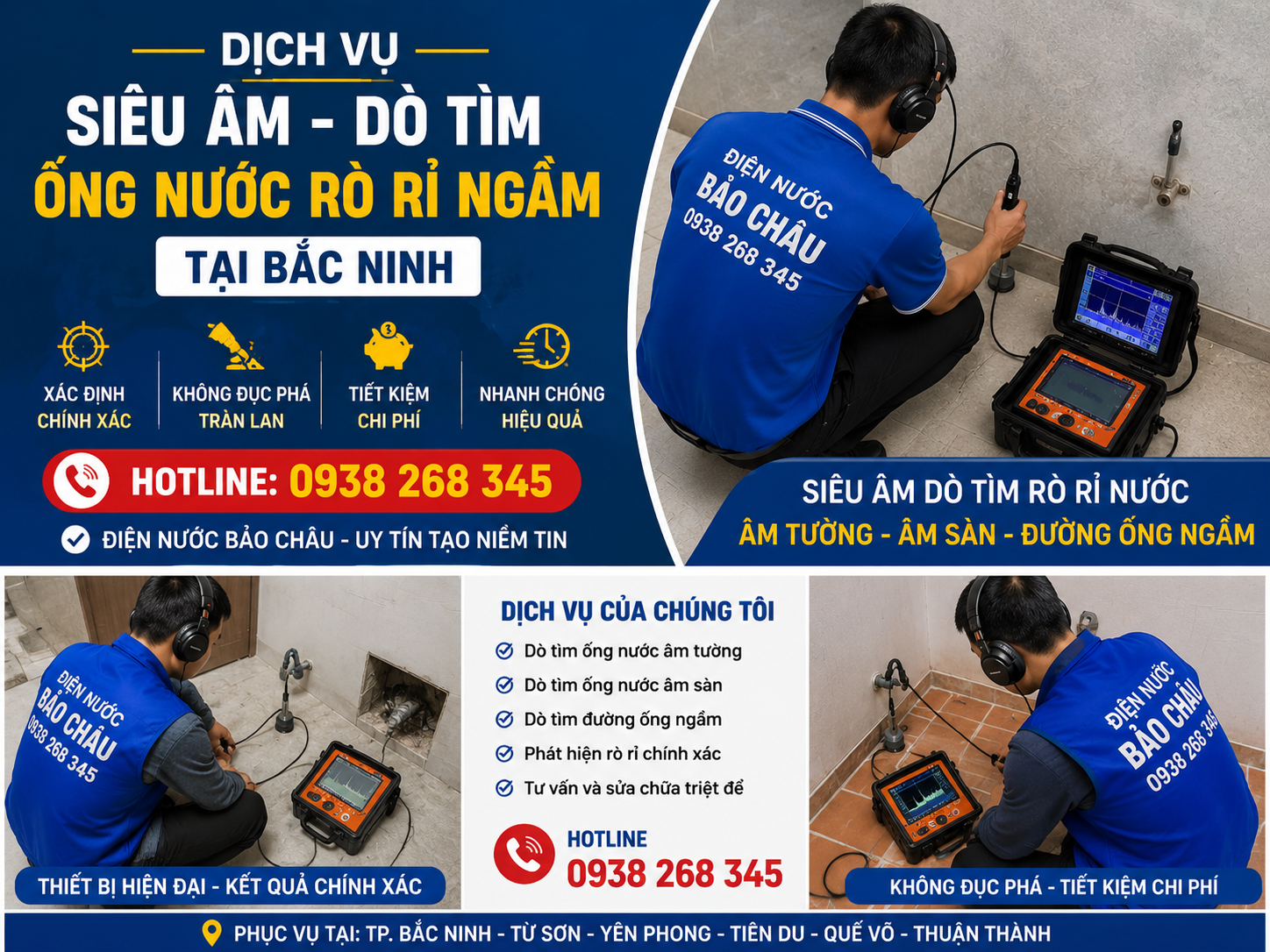 Dịch Vụ Siêu Âm – Dò Tìm Ống Nước Rò Rỉ Ngầm Tại Bắc Ninh Chính Xác, Không Đục Phá, Tiết Kiệm Chi Phí